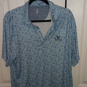 johnnie-O Light Blue Patterned Polo Shirt Vahalla Golf Club